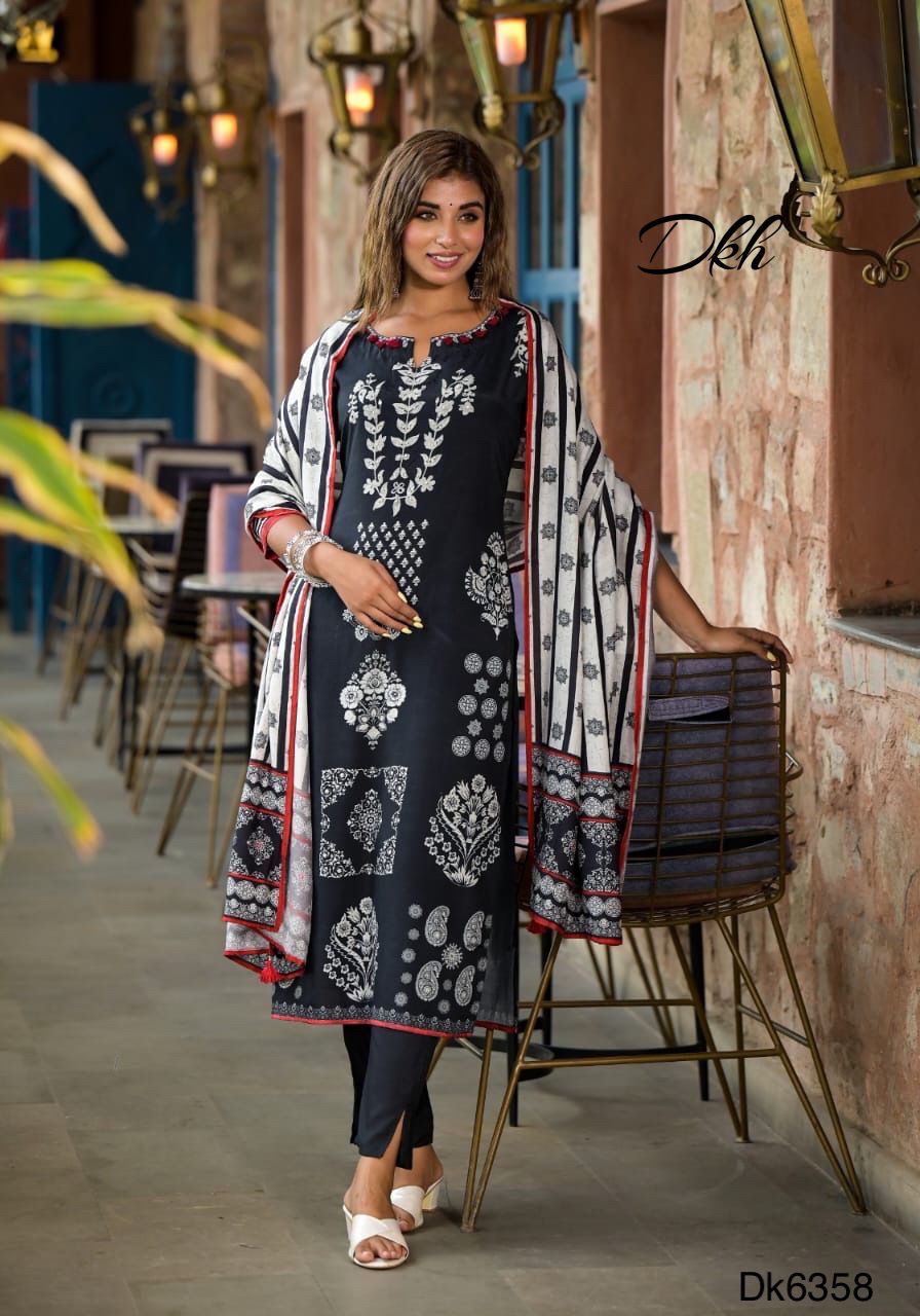 DKH Dk6358  Premium heavy muslin 3 pc suit set..