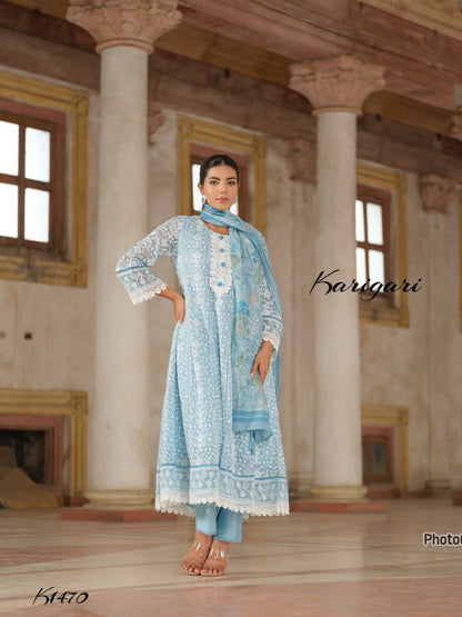 karigari by DKH k1470  Premium organza  3 pc suit set