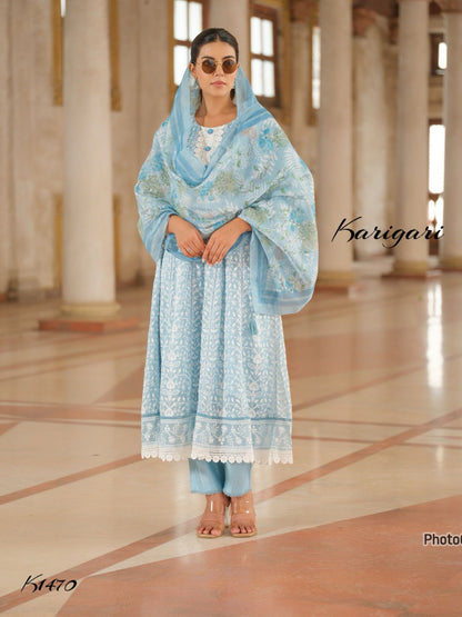 karigari by DKH k1470  Premium organza  3 pc suit set