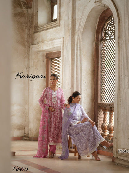 karigari by DKH k1470  Premium organza  3 pc suit set