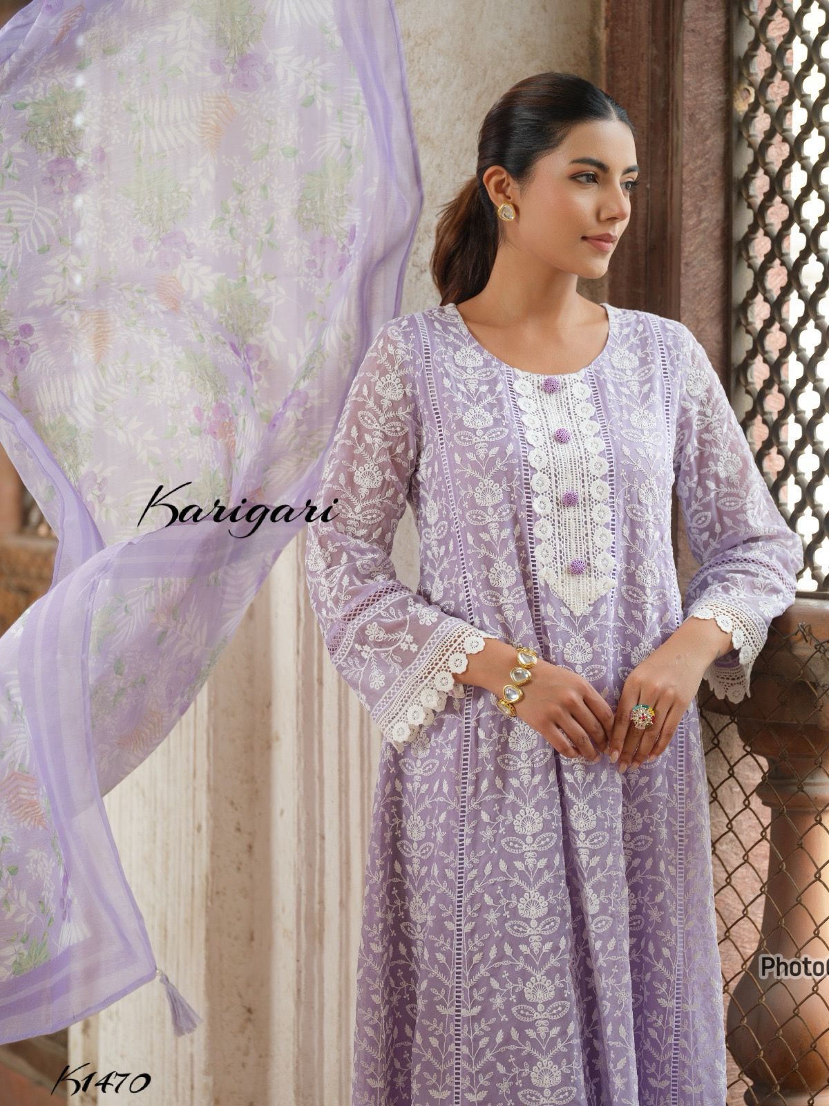 karigari by DKH k1470  Premium organza  3 pc suit set