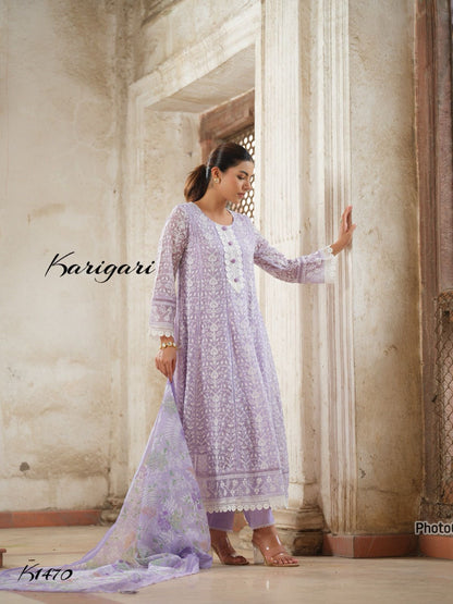 karigari by DKH k1470  Premium organza  3 pc suit set