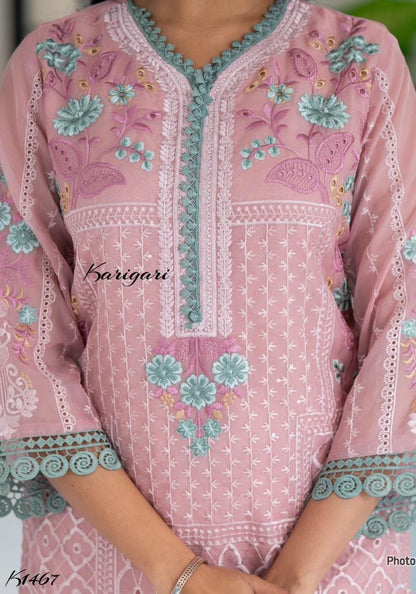 karigari by DKH &nbsp;K1467  Premium organza  3 pc suit set