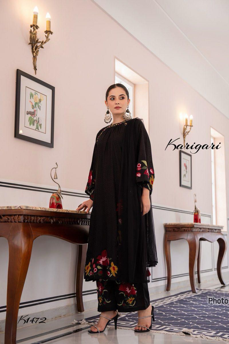 karigari by Dkh k1472 Premium dobby self weaving cotton 3 pc