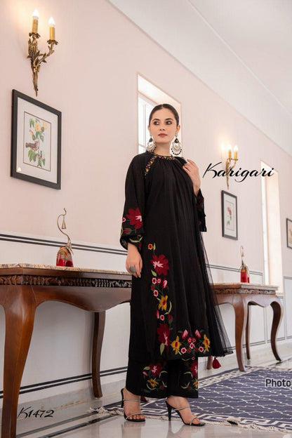 karigari by Dkh k1472 Premium dobby self weaving cotton 3 pc