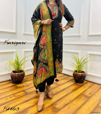 karigari by DKH k1460 Premium modal maslin  3 pc suit set
