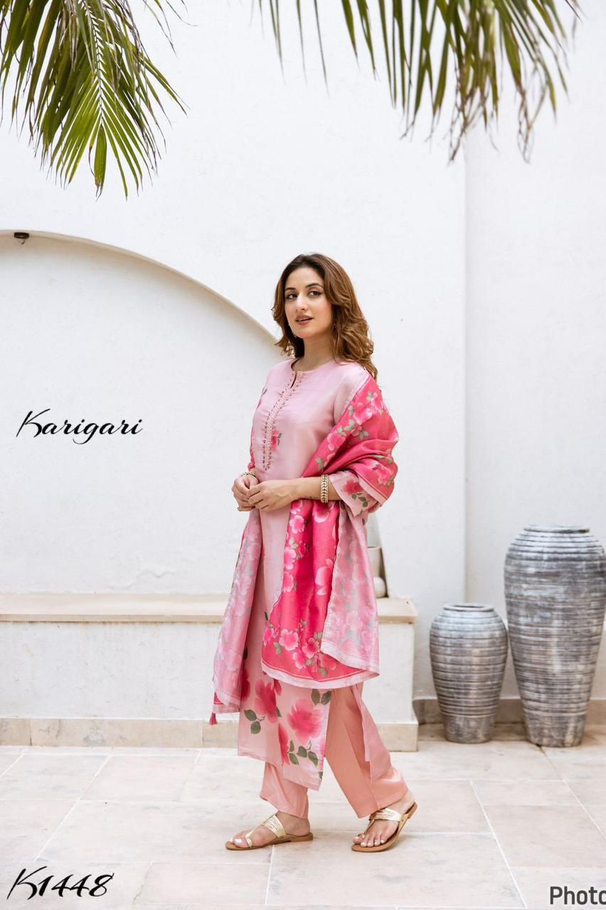 Karigari by DKH K1448 Premium tissue fabric  3 pc suit set