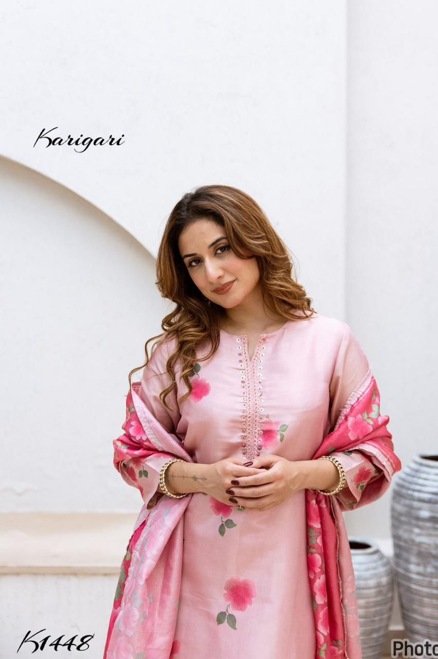 Karigari by DKH K1448 Premium tissue fabric  3 pc suit set