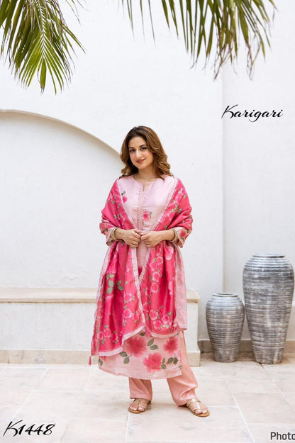 Karigari by DKH K1448 Premium tissue fabric  3 pc suit set