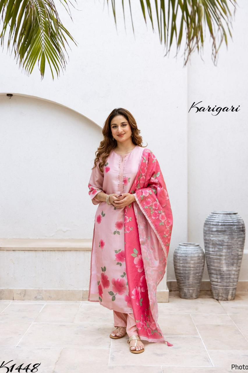 Karigari by DKH K1448 Premium tissue fabric  3 pc suit set