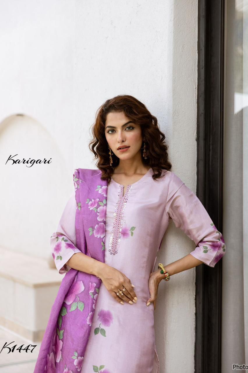 Karigari by DKH K1447  Premium tissue  fabric 3 pc suit set