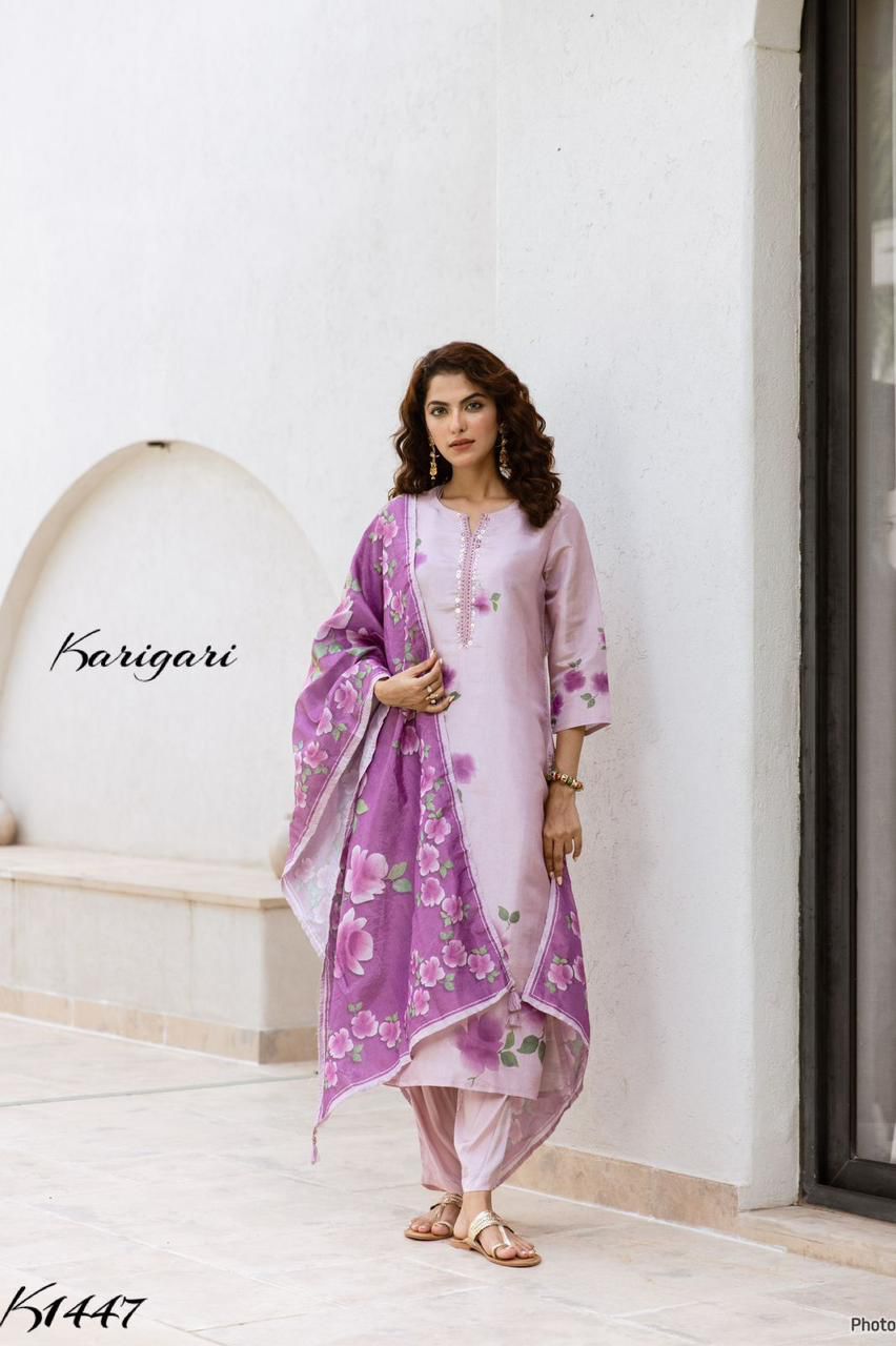 Karigari by DKH K1447  Premium tissue  fabric 3 pc suit set