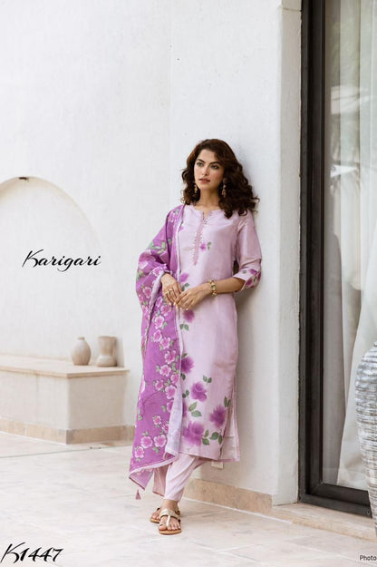 Karigari by DKH K1447  Premium tissue  fabric 3 pc suit set