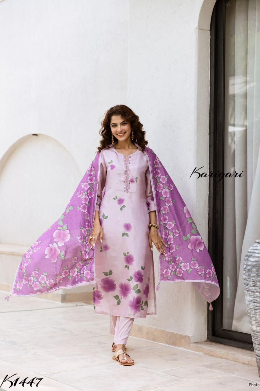 Karigari by DKH K1447  Premium tissue  fabric 3 pc suit set
