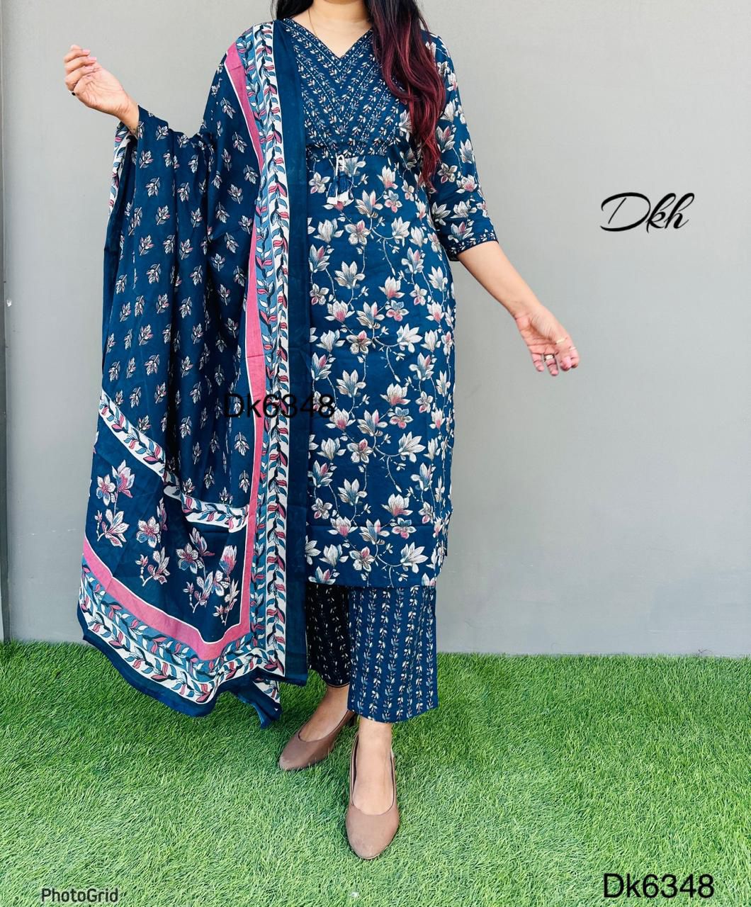 DKH Dk6348   Premium cotton printed 3 pc suit set