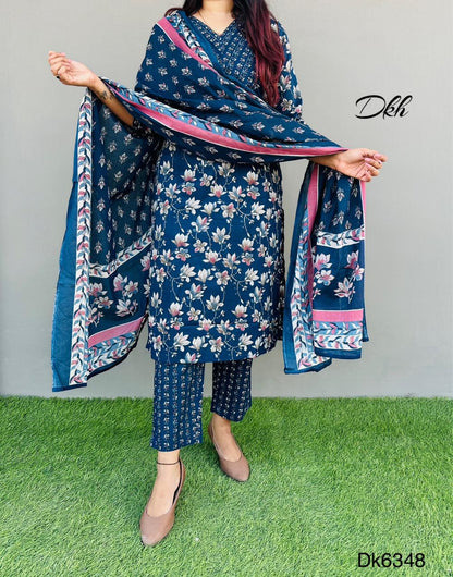 DKH Dk6348   Premium cotton printed 3 pc suit set