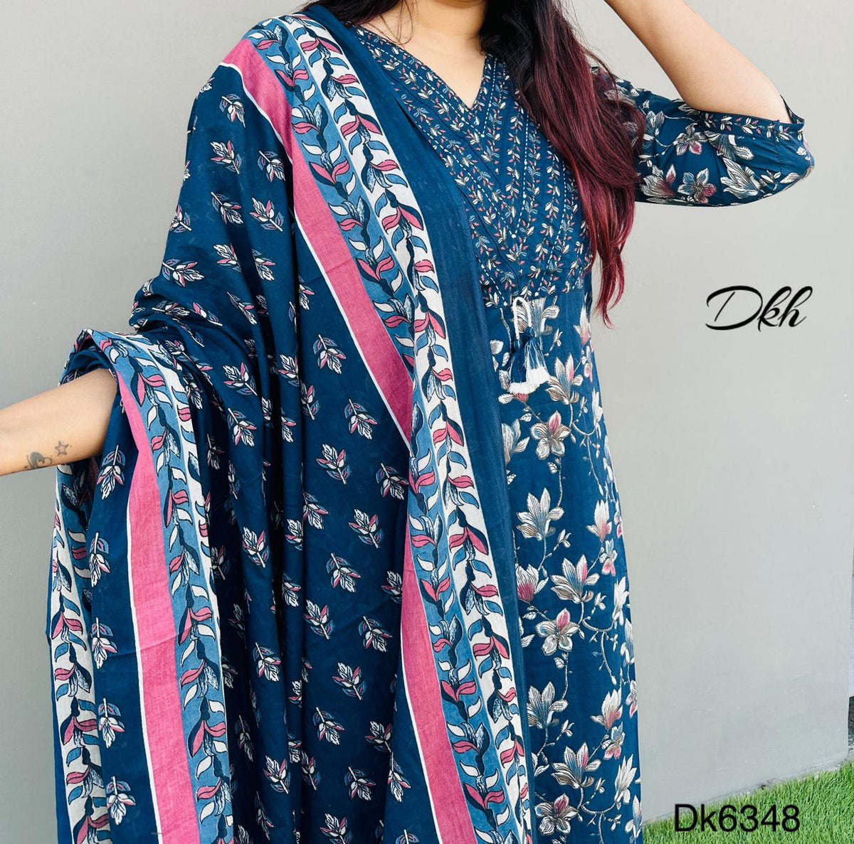 DKH Dk6348   Premium cotton printed 3 pc suit set