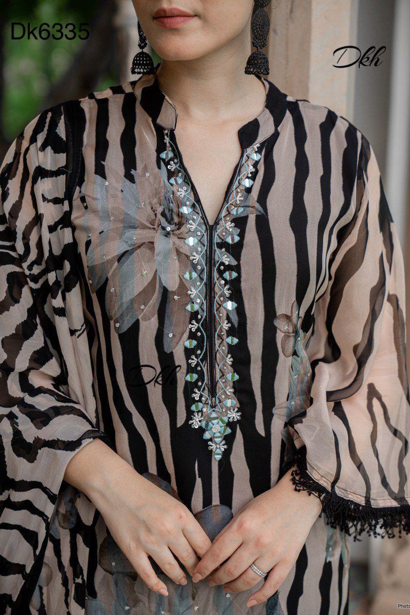 DKH Dk6335  Premium shimmer organza 3 pc suit set