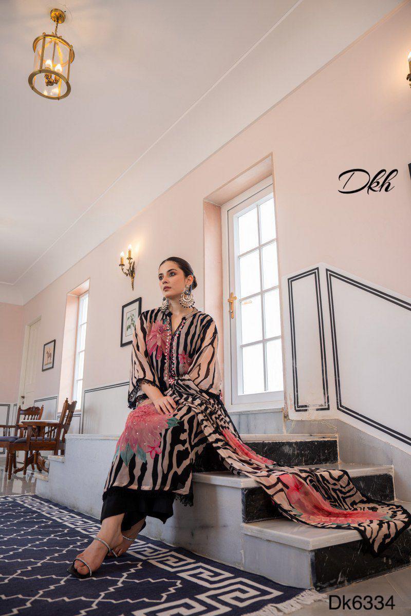 DKH Dk6334  Premium shimmer organza 3 pc suit set