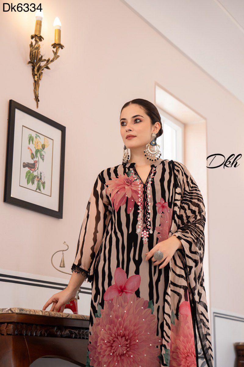 DKH Dk6334  Premium shimmer organza 3 pc suit set