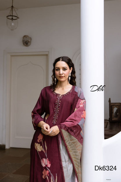 DKH Dk6324  Premium modal muslin 3 pc suit set
