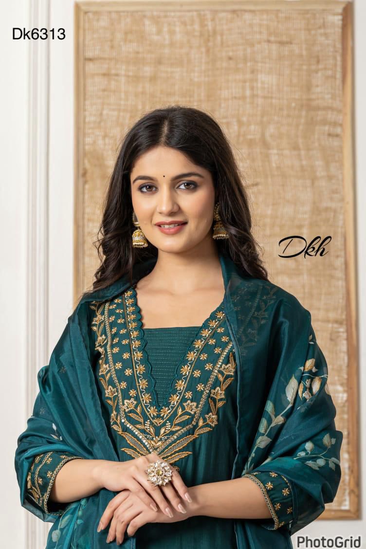 Dkh Dk6313  Premium roman silk 3 pc suit set