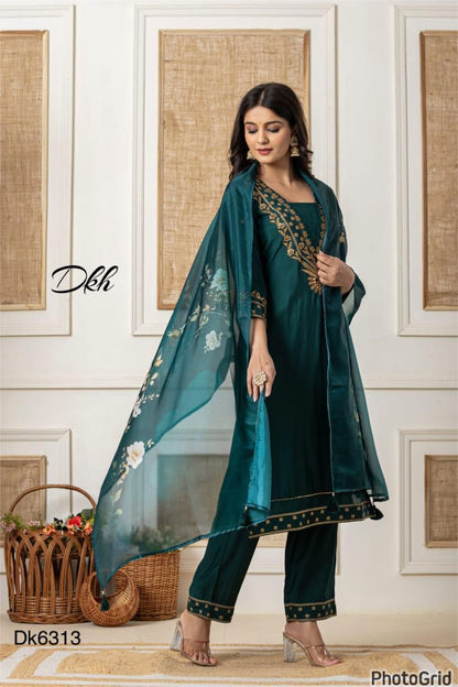 Dkh Dk6313  Premium roman silk 3 pc suit set
