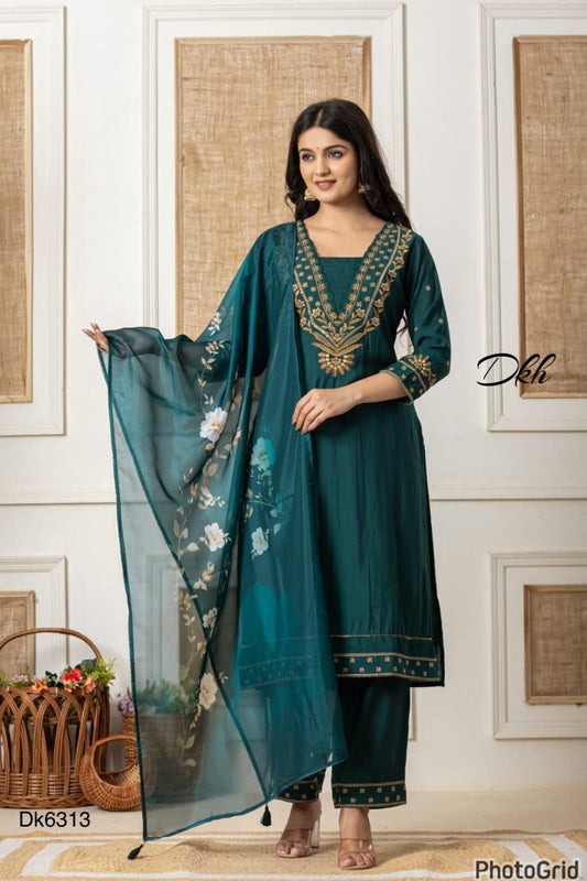 Dkh Dk6313  Premium roman silk 3 pc suit set