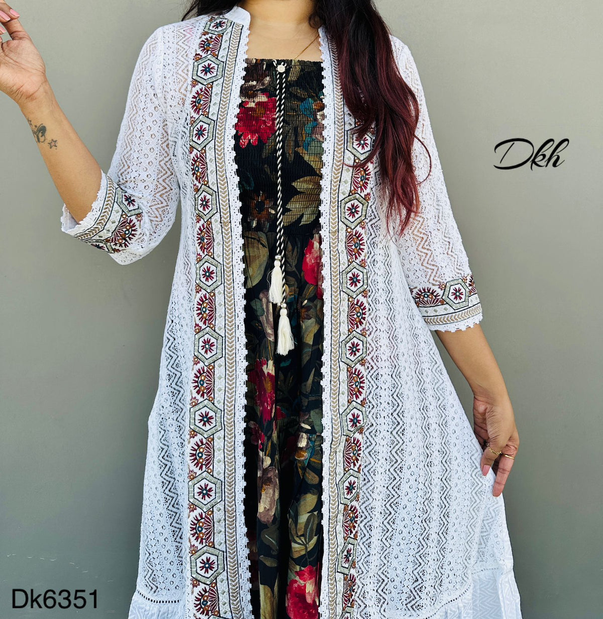 DKH Dk6351  Premium cotton 2 pc shrug set
