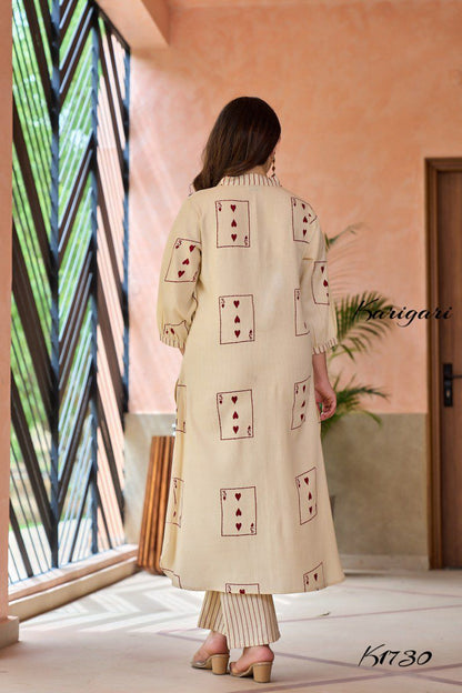 Trendy Cotton 2-Piece Set with Unique Card Print – K1730