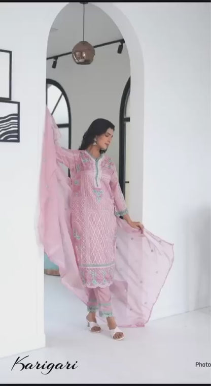 karigari by DKH &nbsp;K1467  Premium organza  3 pc suit set