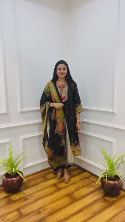 karigari by DKH k1460 Premium modal maslin  3 pc suit set